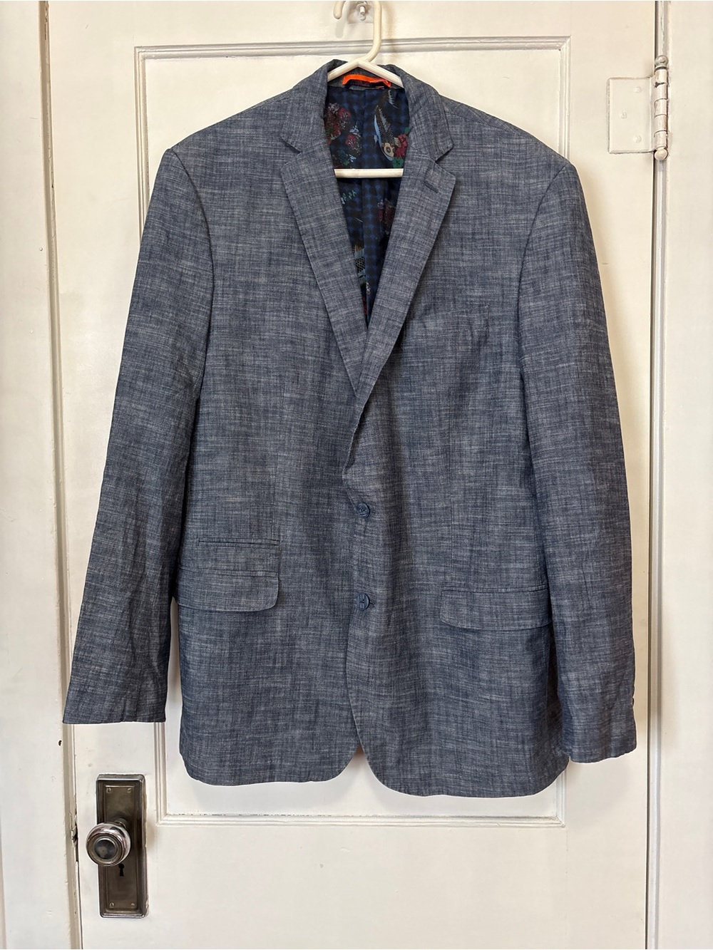 TALLIA By Macy’s Men's Blue Linen-Blend Blazer - Classic Two-Button - Size 46XL